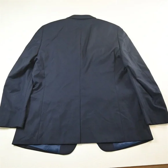 Hart Schaffner Marx 50L Navy Blue 100% Wool Gold Button Mens Blazer Sport Coat‎